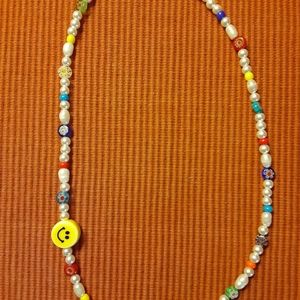 Handmade Beaded Smiley Face Choker Necklace
